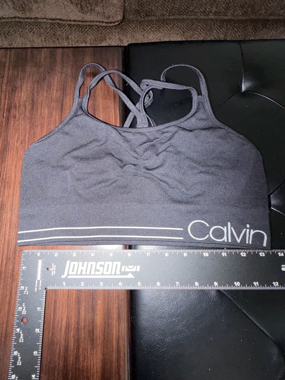 Calvin Klein Charcoal Gray Strappy Sports Bralette #fitness